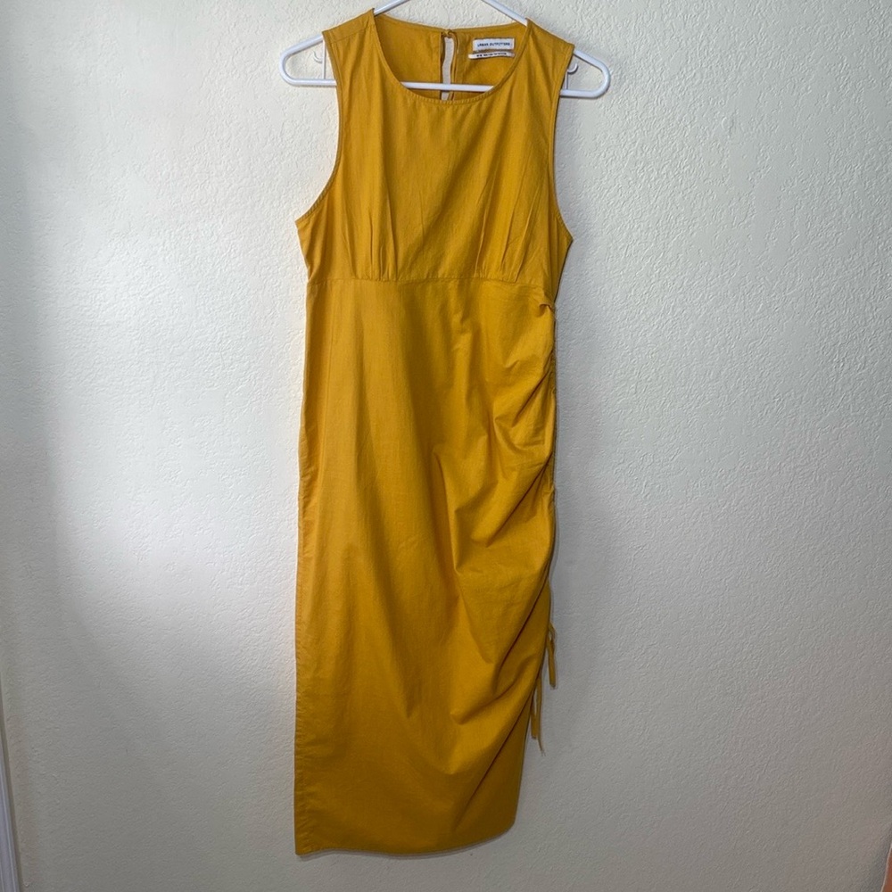Urban‎ Outfitters Yellow Cotton Jackie Cinched Sleeveless Midi Dress Size Medium - Picture 4 of 12